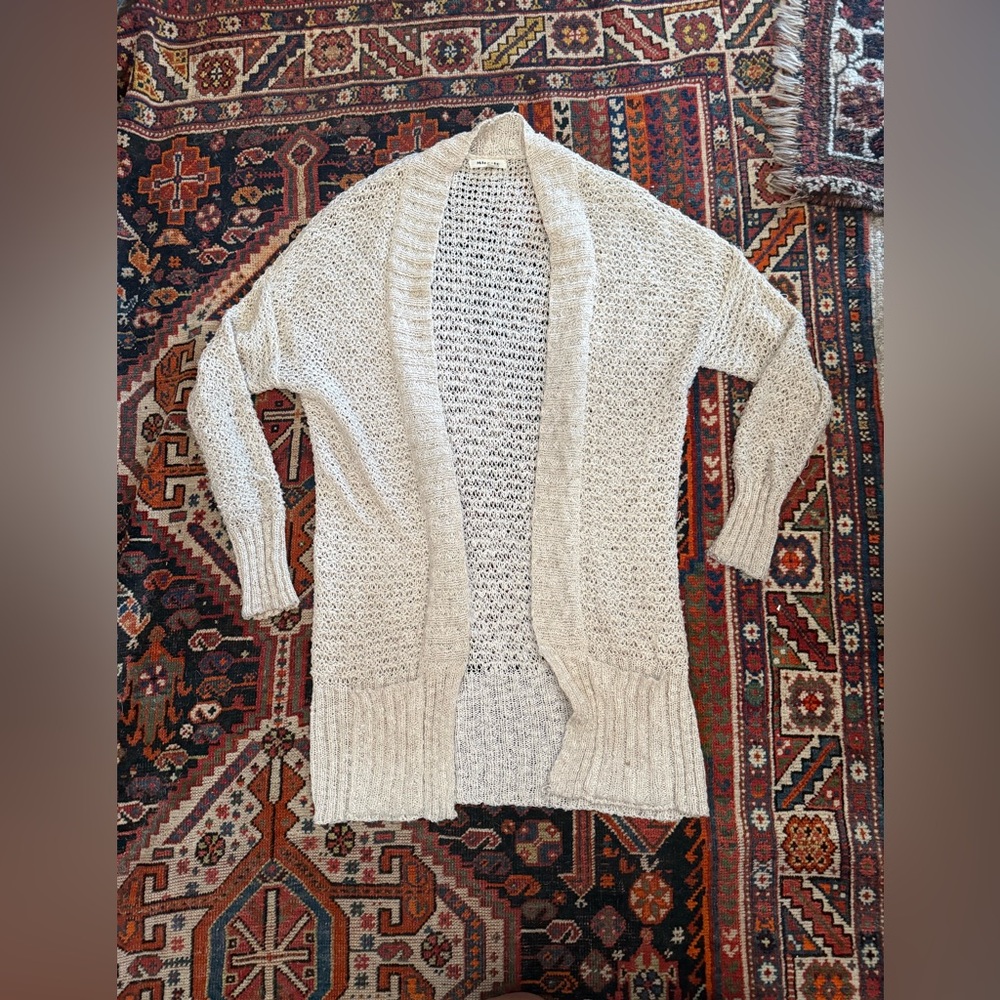 Miracle Cream Open Weave Knit Cardigan, size M/L